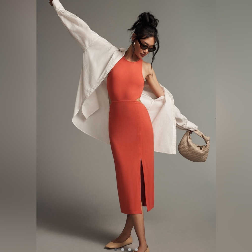 Anthropologie Bordeaux Cut Out Tank Dress